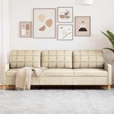 Driezitsbank Crème Stof 210 cm - 35% Korting
