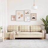 Driezitsbank Crème Stof 210 cm - 35% Korting