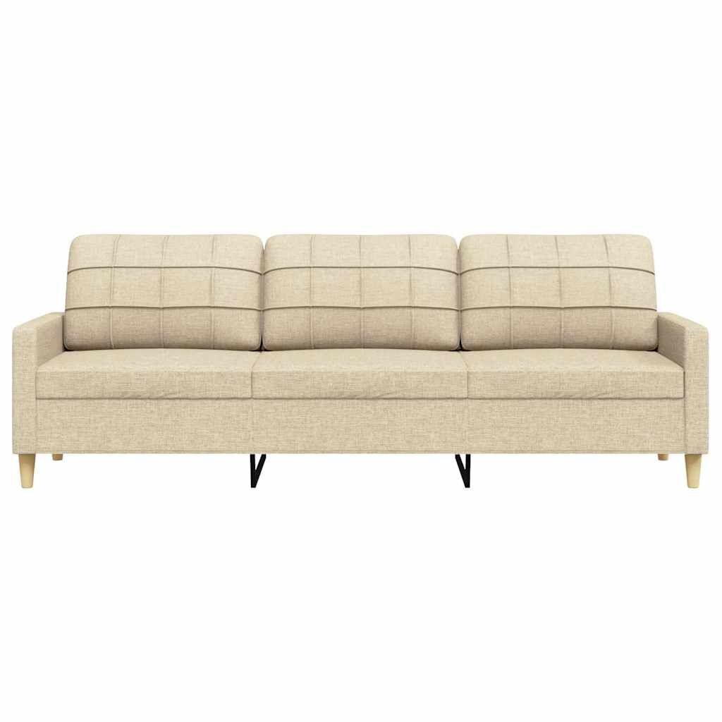 Driezitsbank Crème Stof 210 cm - 35% Korting