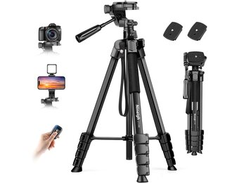Driepootstatief 190cm Zwart met Telefoonhouder & Afstandsbediening (32% Korting)