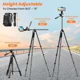 Driepootstatief 190cm Zwart met Telefoonhouder & Afstandsbediening (32% Korting)