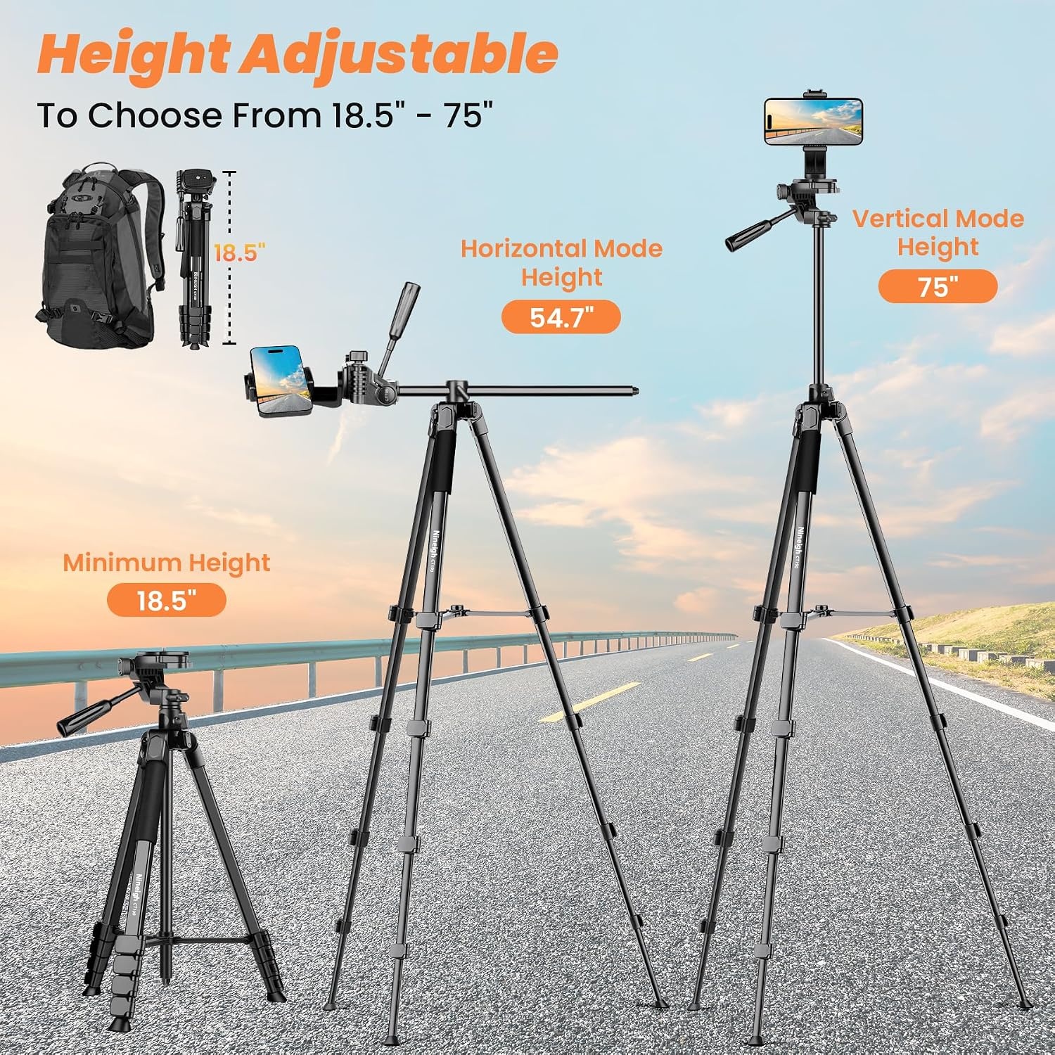 Driepootstatief 190cm Zwart met Telefoonhouder & Afstandsbediening (32% Korting)