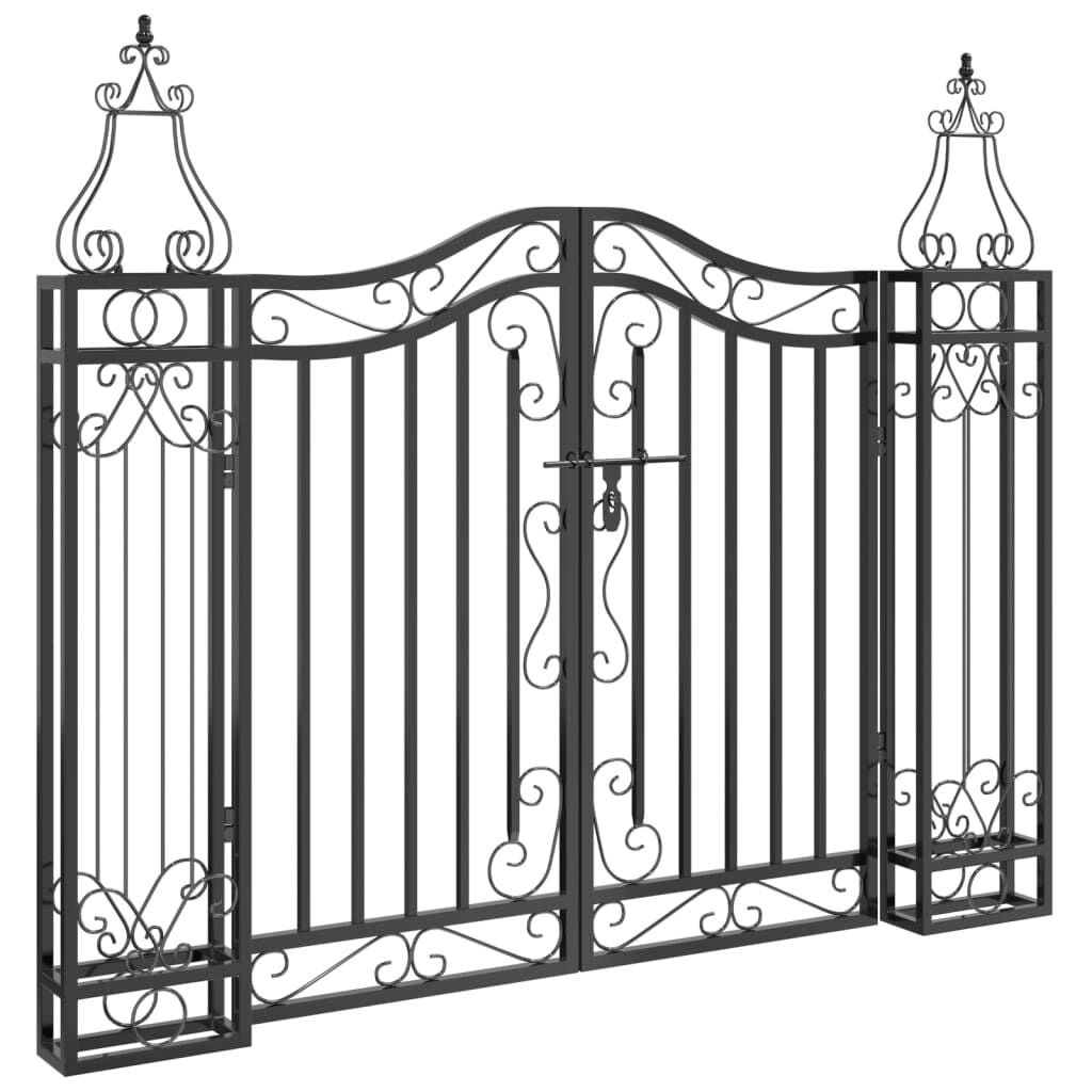 Smeedijzeren Poort Zwart 121x8x100 cm - 54% Korting