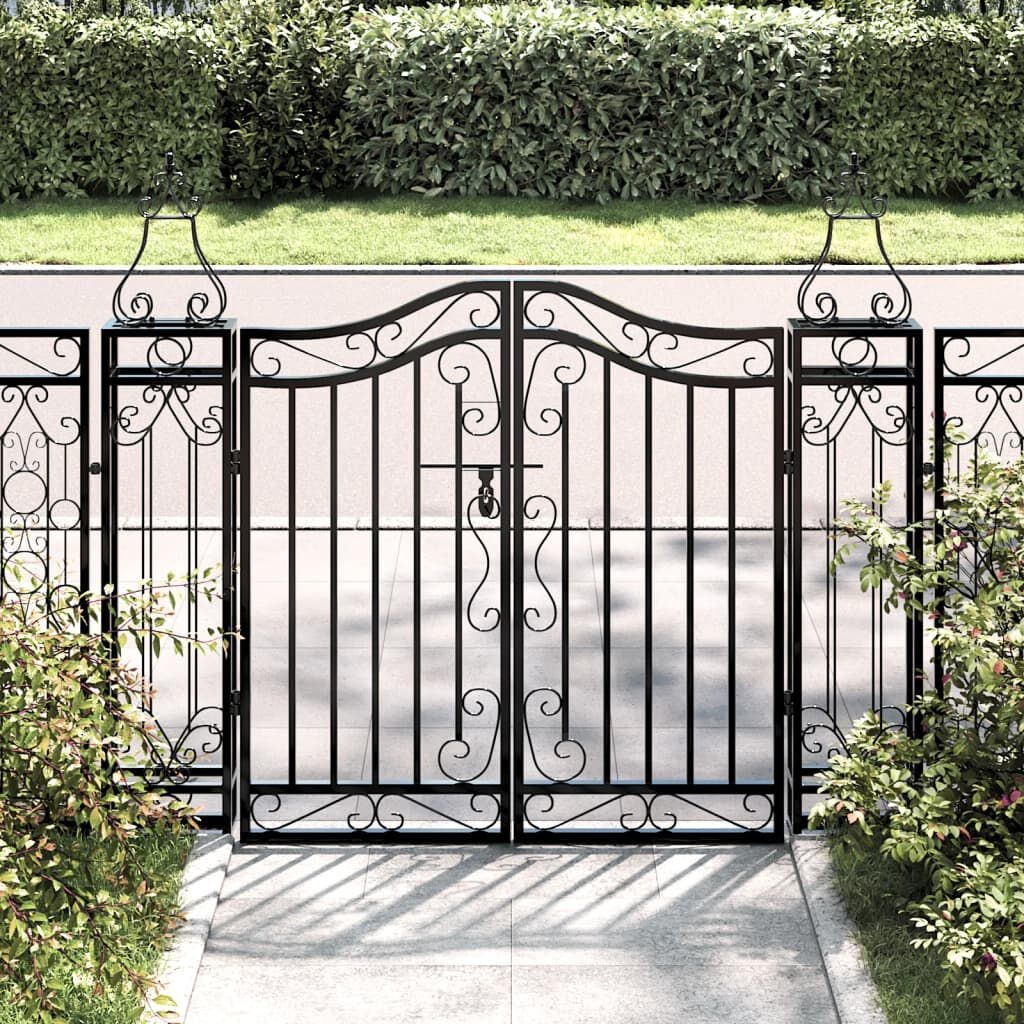 Smeedijzeren Poort Zwart 121x8x100 cm - 54% Korting