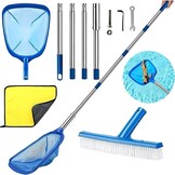 Zwembad Reinigingsset Blauw Grijs S - Schepnet & Borstel - Telescoopstang 187cm