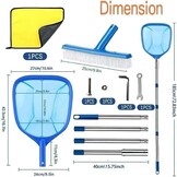 Zwembad Reinigingsset Blauw Grijs S - Schepnet & Borstel - Telescoopstang 187cm