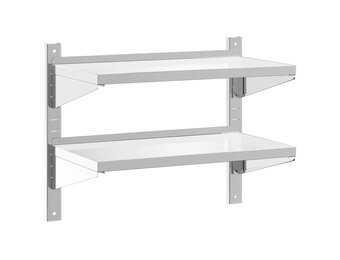 2-laags Wandschap 75x40x60 cm RVS Zilver - 34% Korting
