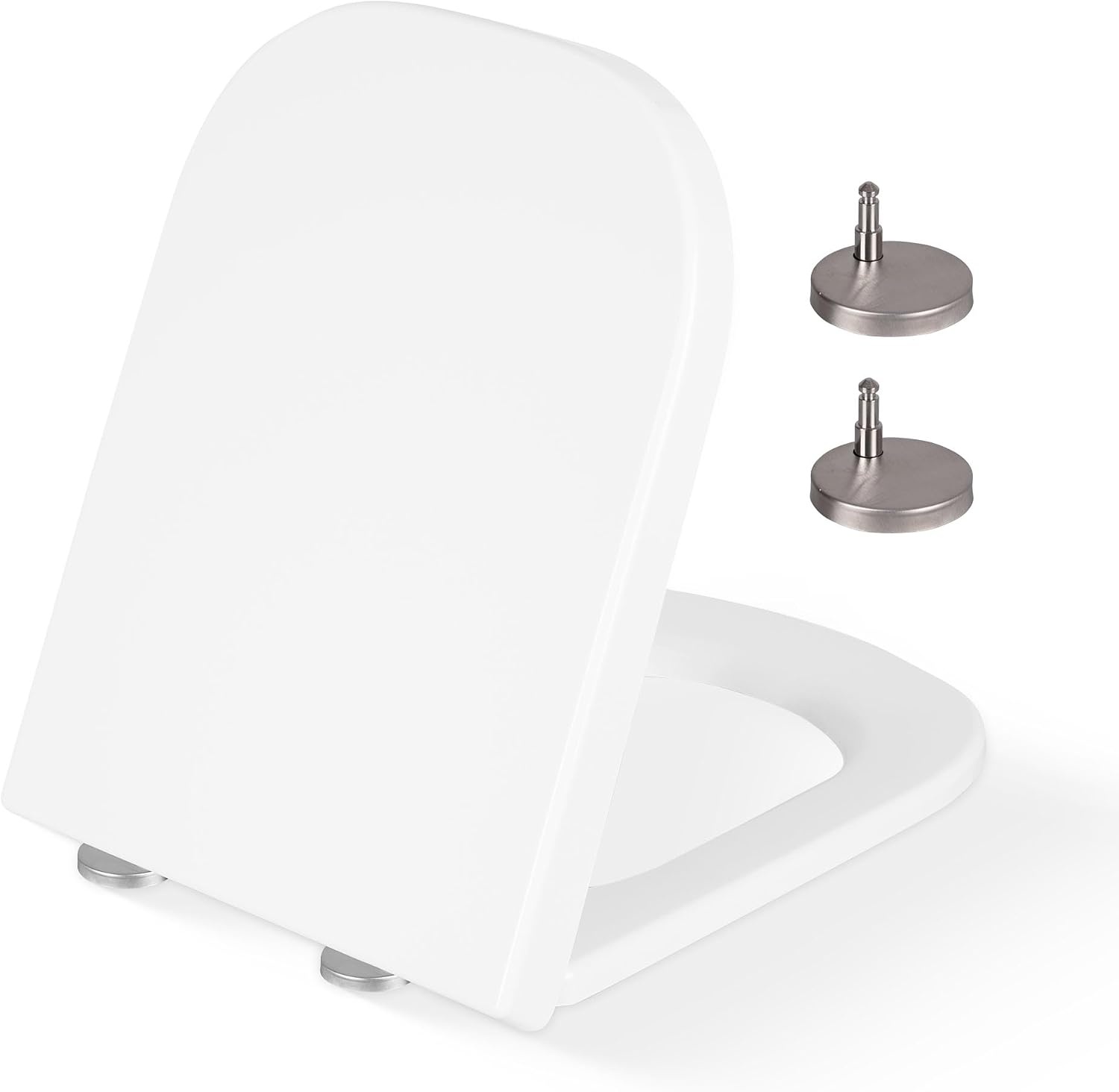 CUQOO Vierkante Toiletbril met Soft-Close en Quick-Release - Wit - 44,5 x 34,5 cm