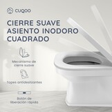 CUQOO Vierkante Toiletbril met Soft-Close en Quick-Release - Wit - 44,5 x 34,5 cm