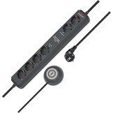 Brennenstuhl Eco-Line Comfort Switch Plus Stekkerdoos, 6-voudig (2 permanente, 4 schakelbare stopcontacten, verlichte voetschakelaar) Single antraciet