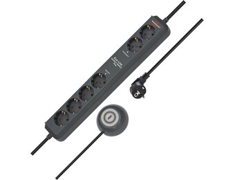 Brennenstuhl Eco-Line Comfort Switch Plus Stekkerdoos, 6-voudig (2 permanente, 4 schakelbare stopcontacten, verlichte voetschakelaar) Single antraciet