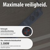 Brennenstuhl Eco-Line Comfort Switch Plus Stekkerdoos, 6-voudig (2 permanente, 4 schakelbare stopcontacten, verlichte voetschakelaar) Single antraciet