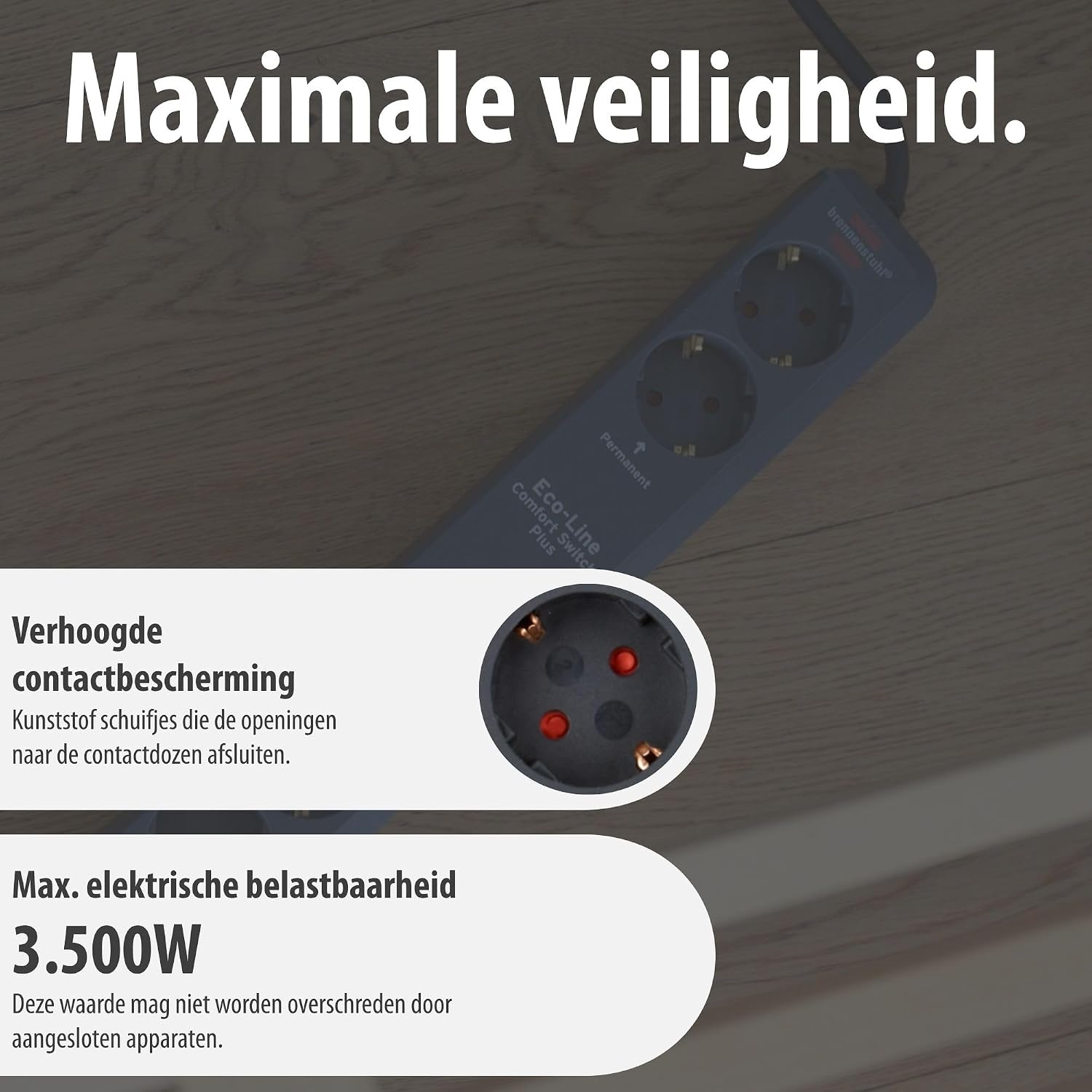 Brennenstuhl Eco-Line Comfort Switch Plus Stekkerdoos, 6-voudig (2 permanente, 4 schakelbare stopcontacten, verlichte voetschakelaar) Single antraciet