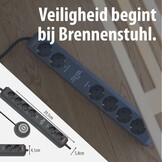Brennenstuhl Eco-Line Comfort Switch Plus Stekkerdoos, 6-voudig (2 permanente, 4 schakelbare stopcontacten, verlichte voetschakelaar) Single antraciet