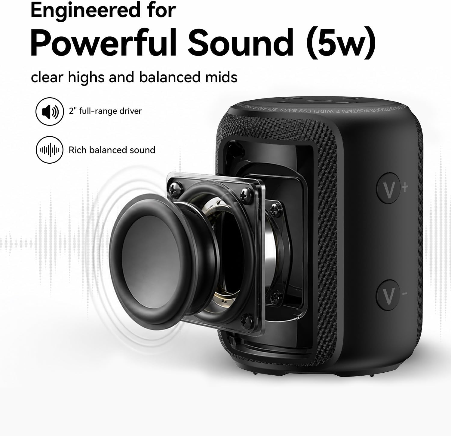 Draagbare Bluetooth Speaker Zwart 32% Korting - IPX6 Waterbestendig