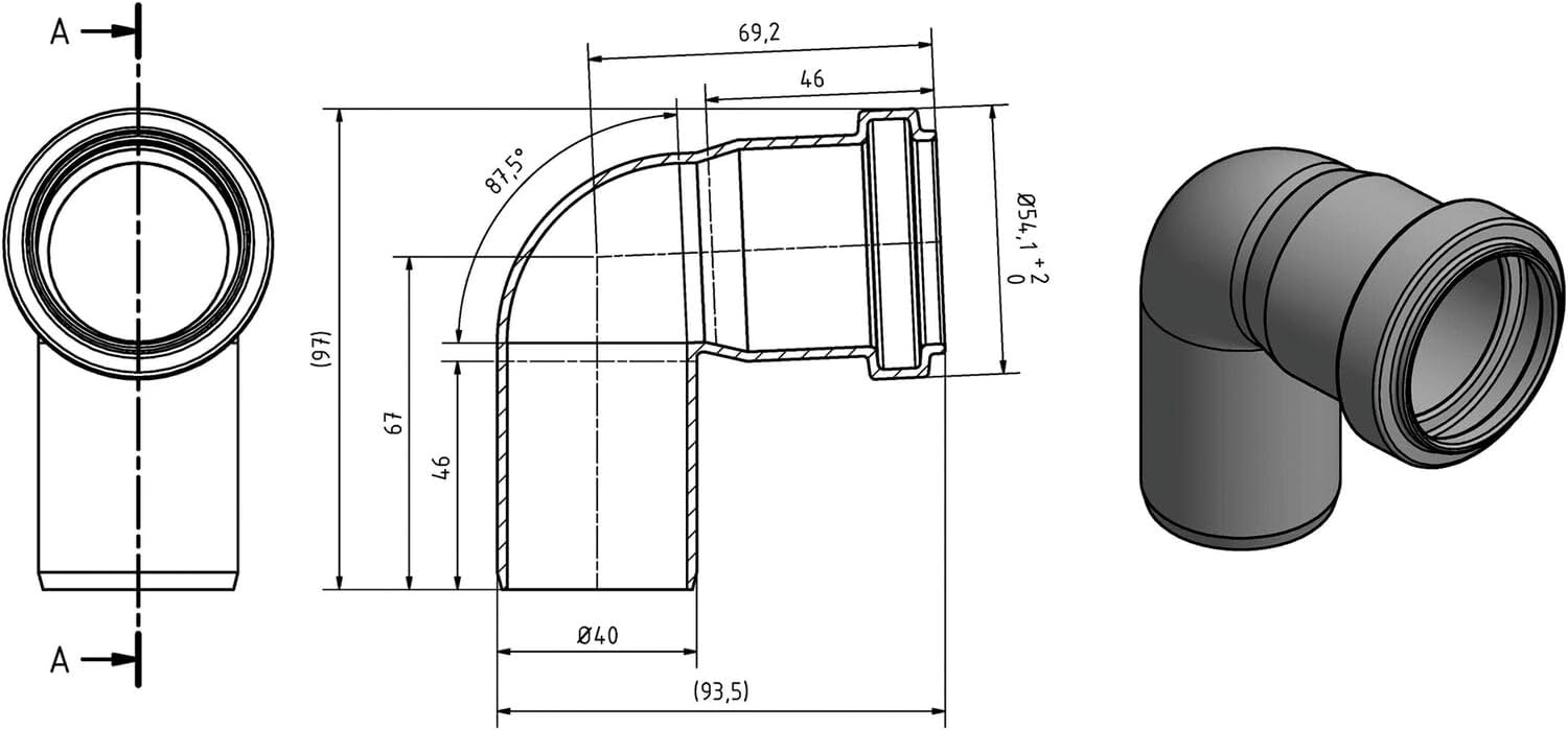 HTsafe Boog 87° DN 40mm Grijs PP - 61% Korting!