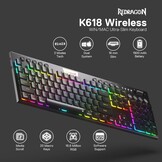 Redragon K618 Mechanisch Gaming Toetsenbord - Draadloos RGB - 34% Korting