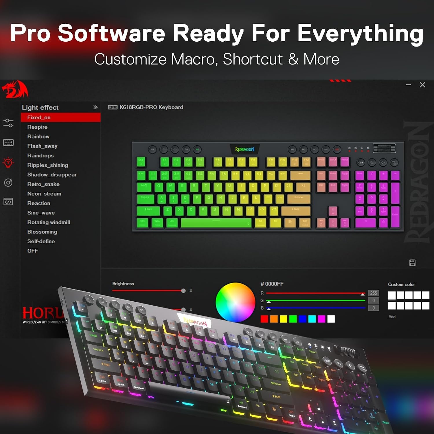 Redragon K618 Mechanisch Gaming Toetsenbord - Draadloos RGB - 34% Korting