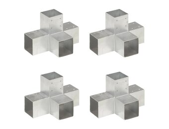 vidaXL X-vormige Paalverbindingen 4 stuks - Gegalvaniseerd Metaal (34% Korting)