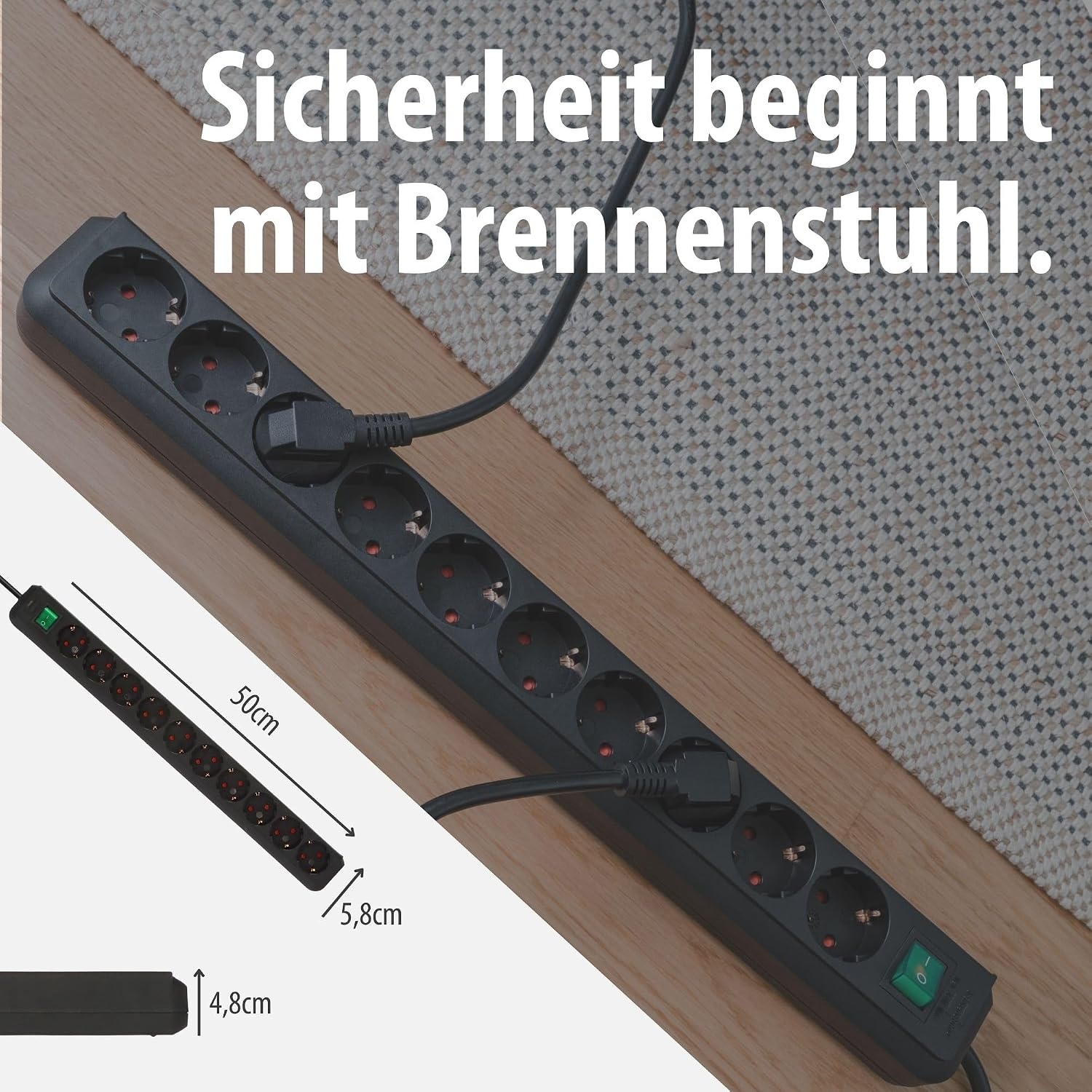Brennenstuhl 10-voudige stekkerdoos met schakelaar - 3m - Zwart - 31% Korting