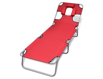Ligbed Inklapbaar met Kussen - Gepoedercoat Staal - Rood (34% Korting)