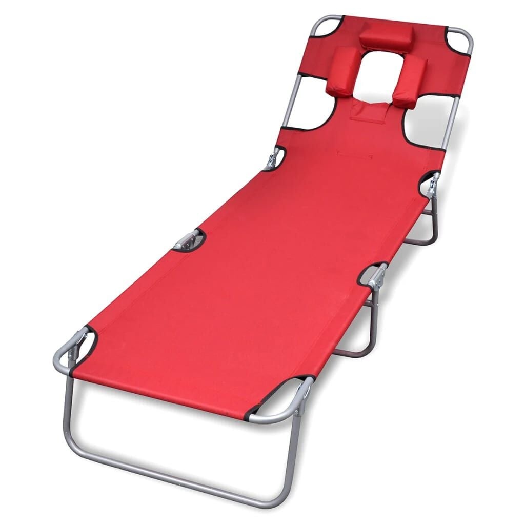 Ligbed Inklapbaar met Kussen - Gepoedercoat Staal - Rood (34% Korting)