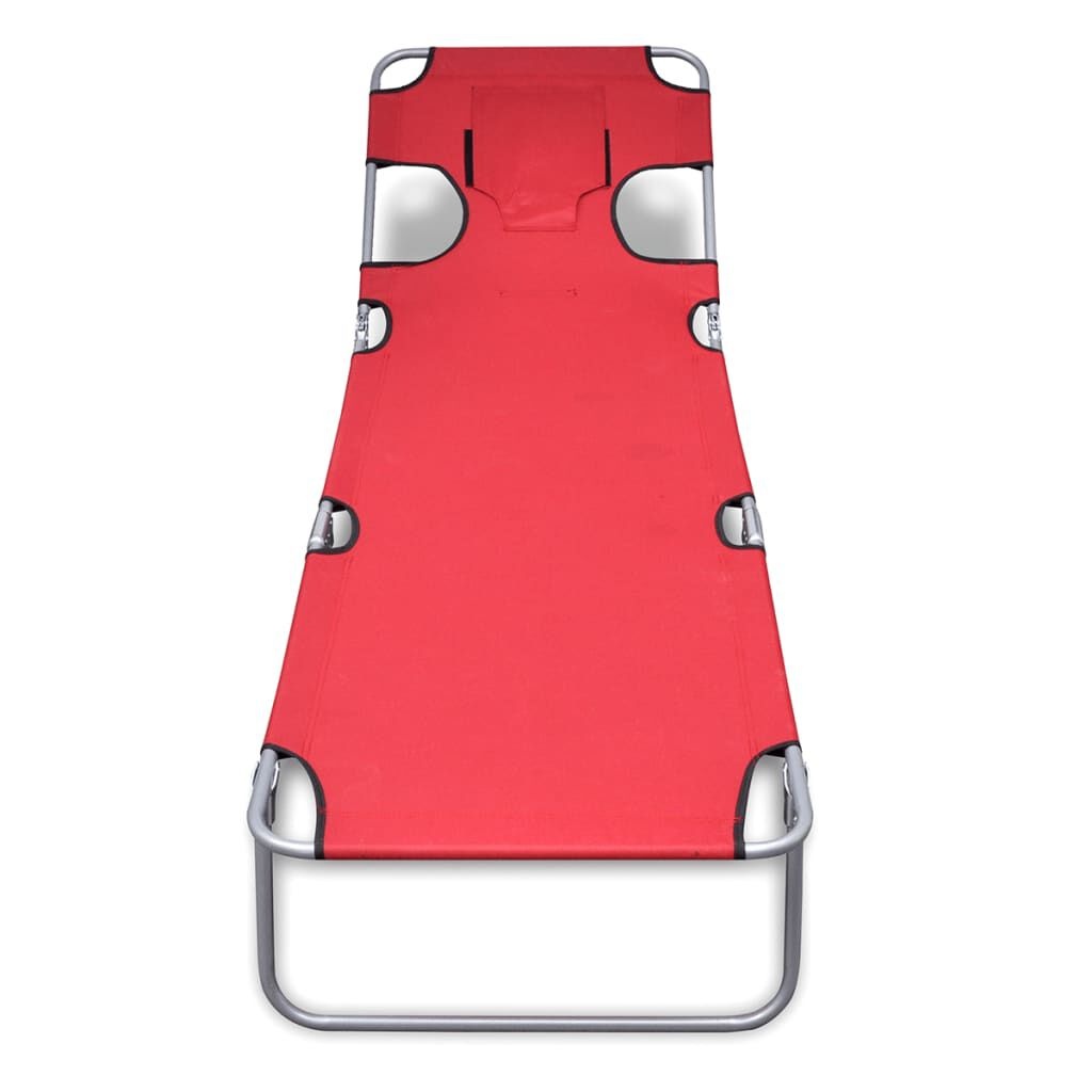 Ligbed Inklapbaar met Kussen - Gepoedercoat Staal - Rood (34% Korting)