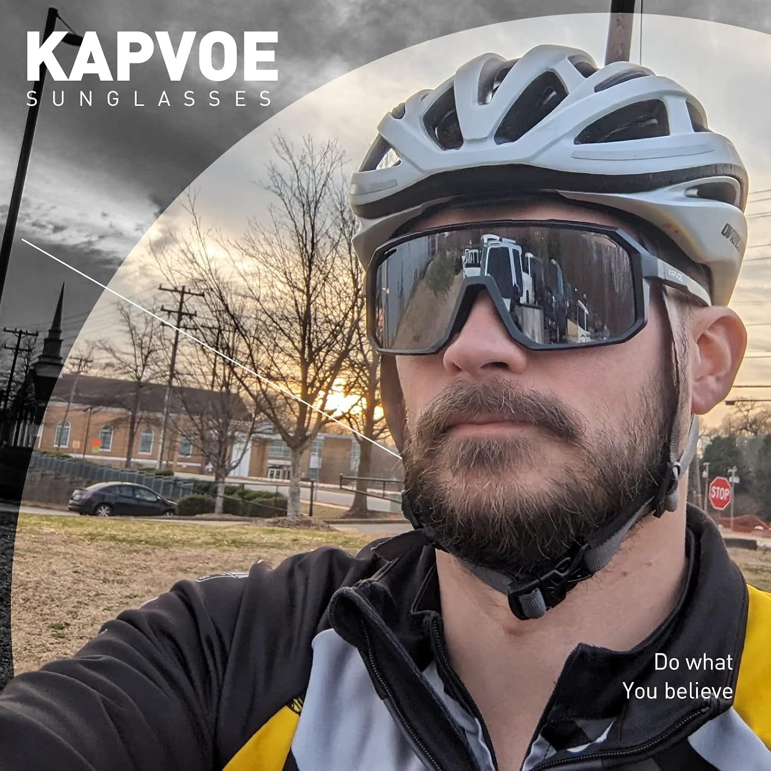 KAPVOE Gepolariseerde Sportbril - Fietsbril met UV400 Bescherming - Zwart