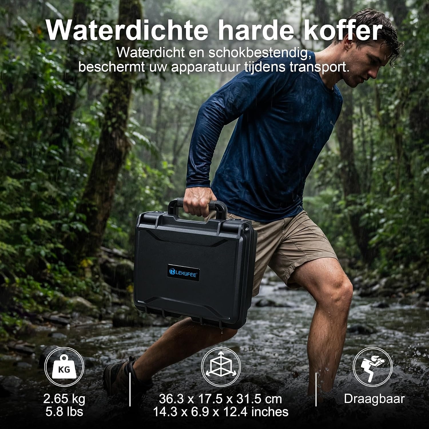 Lekufee Waterdichte Harde Draagtas voor DJI Neo 2 Motion Fly More Combo, DJI RC 2/N3, Goggles N3/3, RC Motion 3 en Accessoires (Alleen Case)