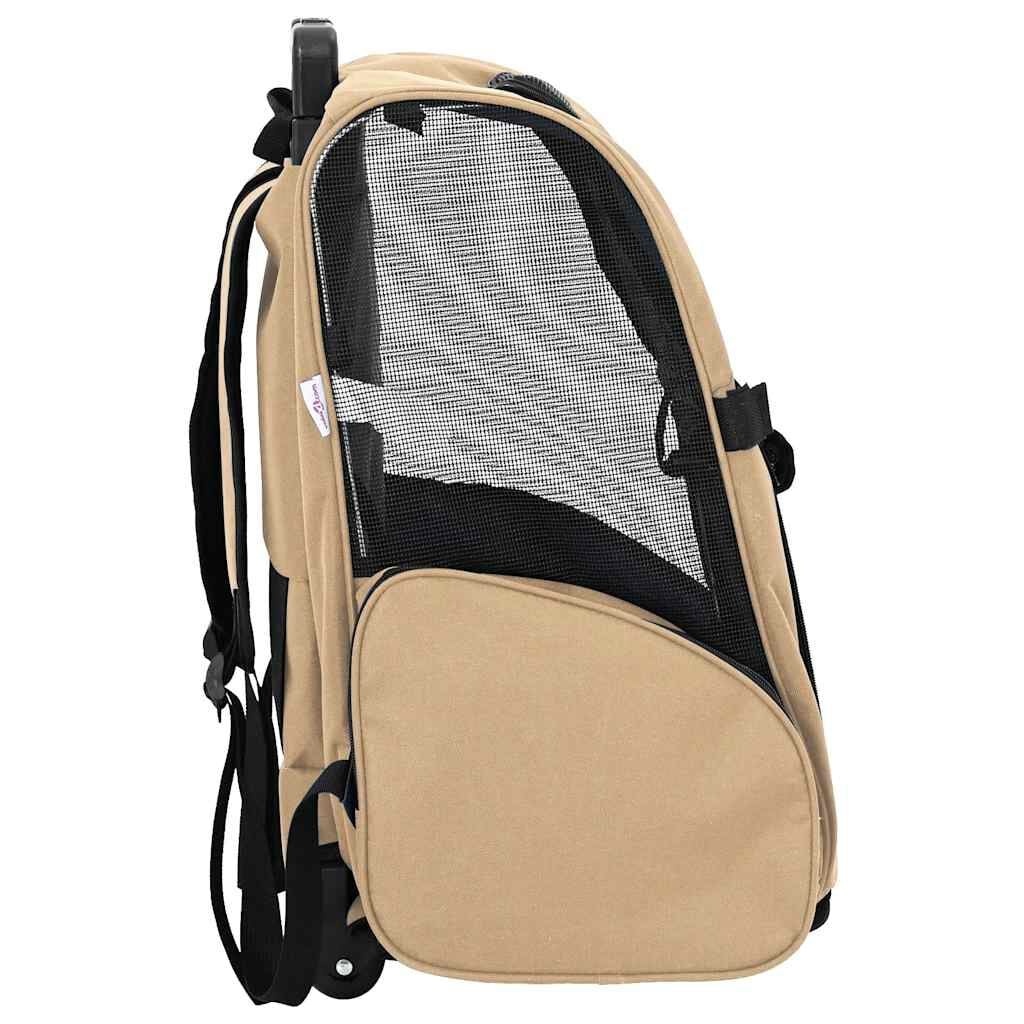 vidaXL Huisdierentrolley 3-in-1 48x32x(57-106) cm oxford stof zandkleurig