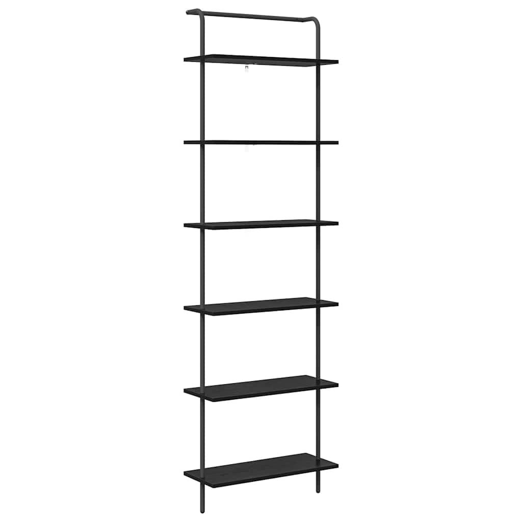 vidaXL Boekenkast 6-laags 60 x 24 x 203 cm Bewerkt hout Zwart Eiken