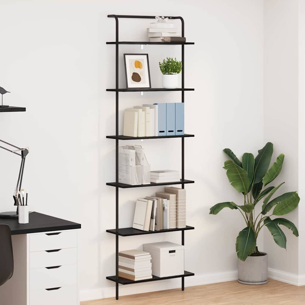 vidaXL Boekenkast 6-laags 60 x 24 x 203 cm Bewerkt hout Zwart Eiken