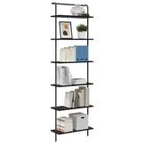 vidaXL Boekenkast 6-laags 60 x 24 x 203 cm Bewerkt hout Zwart Eiken