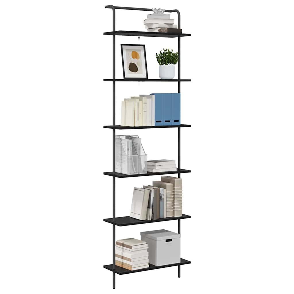 vidaXL Boekenkast 6-laags 60 x 24 x 203 cm Bewerkt hout Zwart Eiken