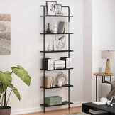 vidaXL Boekenkast 6-laags 60 x 24 x 203 cm Bewerkt hout Zwart Eiken