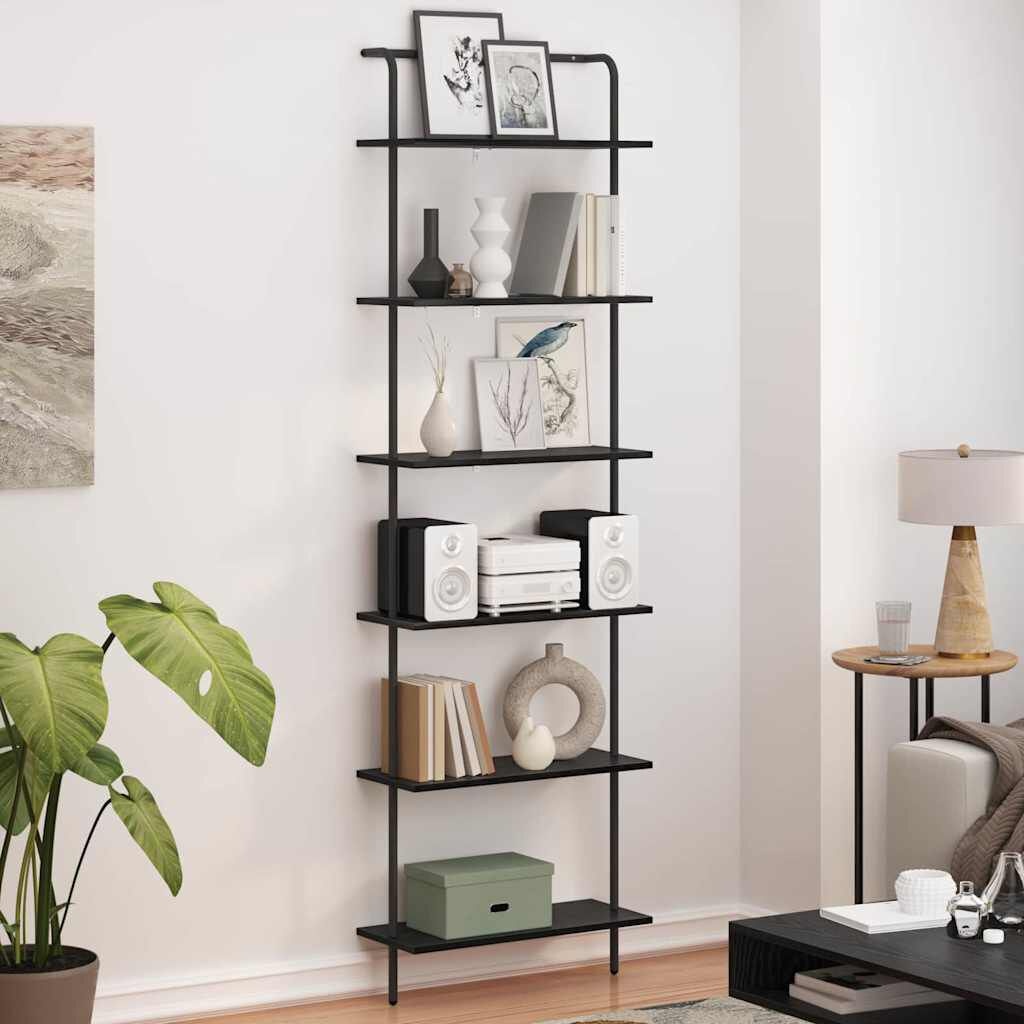 vidaXL Boekenkast 6-laags 60 x 24 x 203 cm Bewerkt hout Zwart Eiken