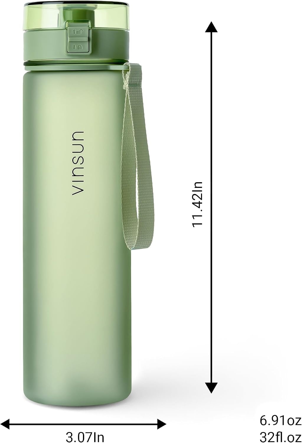 Vinsun Sportwaterfles - 1000 ml - Lichtgroen - BPA-vrij