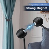 Romon Magneten voor gordijnen, 4 stuks, sterke magnetische gordijnhouders, gordijnhouders met magneet, gordijnhouders voor gordijnen binnen en buiten, zwart