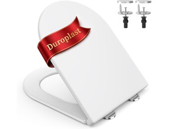 SURFOU Toiletbril met Softclose, D-vorm, Belastbaar tot 200 kg, Afneembare WC-bril van Breukbestendig Duroplast, Toilettdeksel met Snelontgrendeling, Eenvoudige Montage, Wit