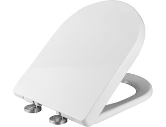 Ibergrif M41001 D-vorm Toiletdeksel Softclose Quick Release WC-bril Verstelbare bril Scharnieren Eenvoudige Reiniging Algemeen Doel Wit Toiletbril