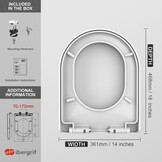 Ibergrif M41001 D-vorm Toiletdeksel Softclose Quick Release WC-bril Verstelbare bril Scharnieren Eenvoudige Reiniging Algemeen Doel Wit Toiletbril