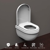 Ibergrif M41001 D-vorm Toiletdeksel Softclose Quick Release WC-bril Verstelbare bril Scharnieren Eenvoudige Reiniging Algemeen Doel Wit Toiletbril
