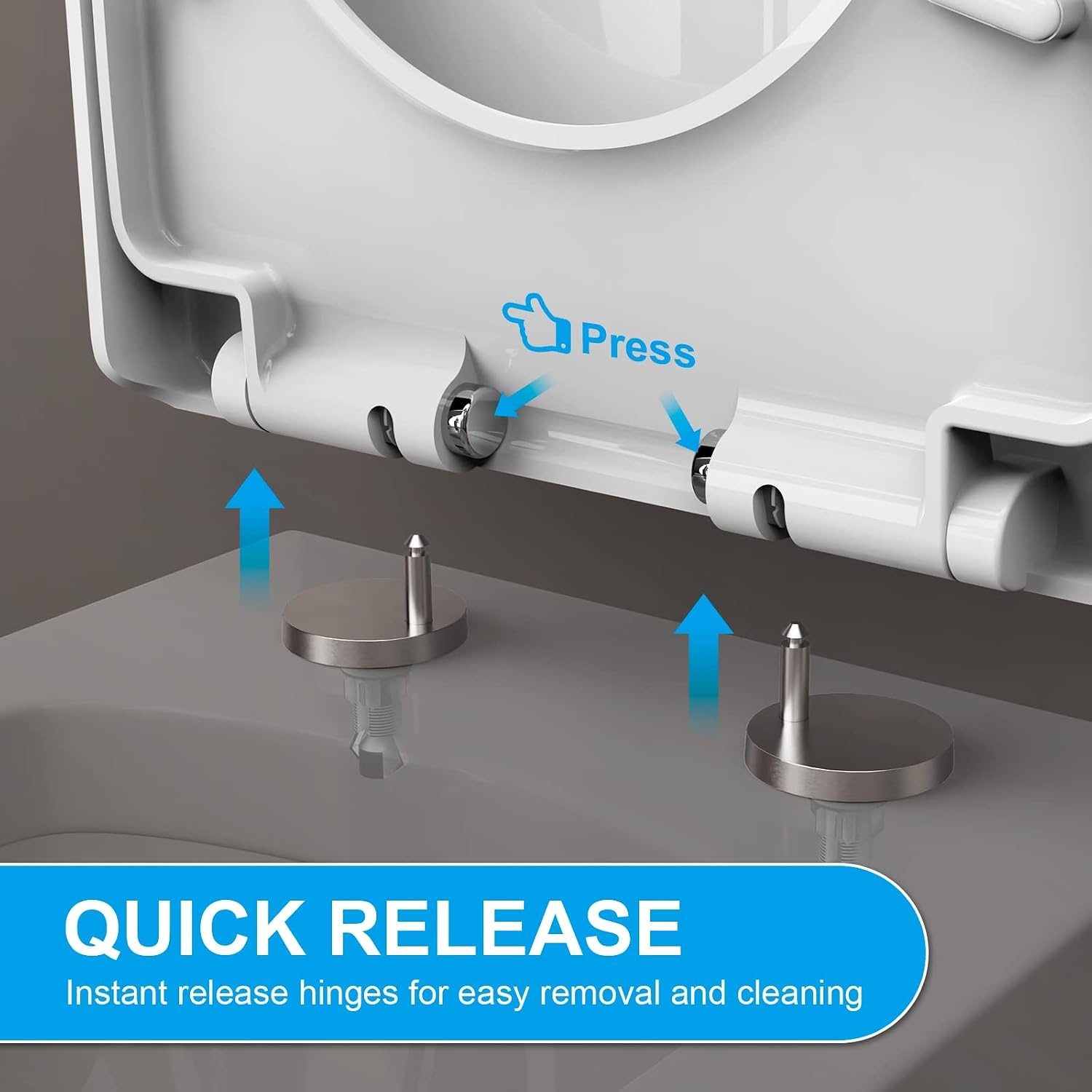 Ibergrif M41001 D-vorm Toiletdeksel Softclose Quick Release WC-bril Verstelbare bril Scharnieren Eenvoudige Reiniging Algemeen Doel Wit Toiletbril