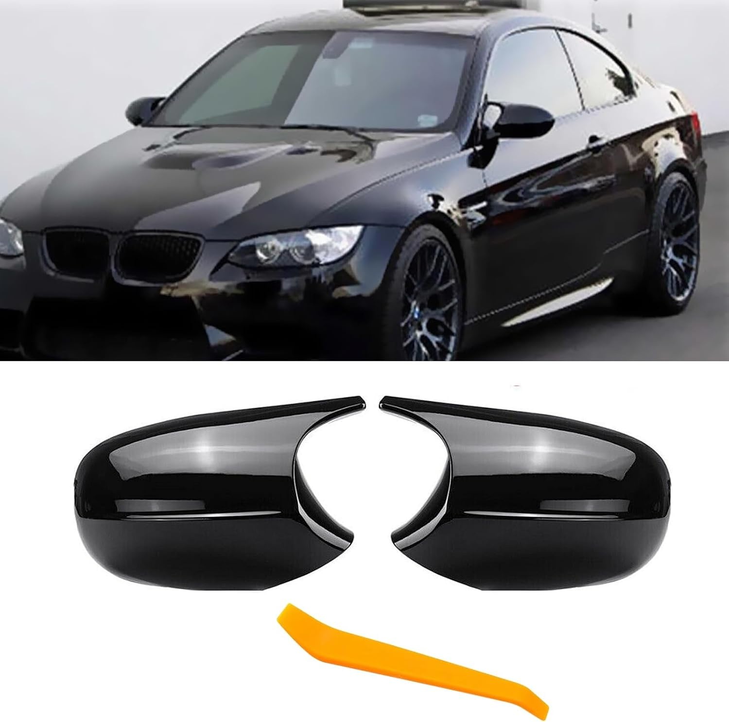 TTCR-II 2 stuks compatibel met achteruitkijkspiegelafdekking BMW 3-serie E90 E91 E92 E93 LCI zijspiegelbehuizing links en rechts E87 E81 E82 E88 LCI(glanzend zwart)