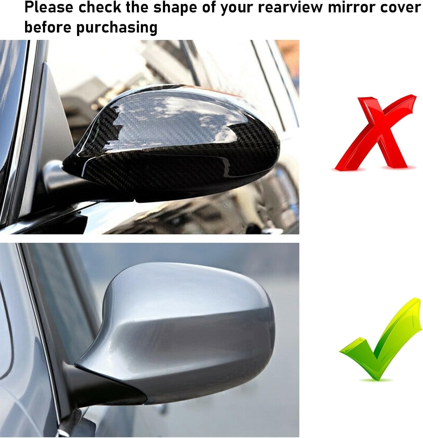 TTCR-II 2 stuks compatibel met achteruitkijkspiegelafdekking BMW 3-serie E90 E91 E92 E93 LCI zijspiegelbehuizing links en rechts E87 E81 E82 E88 LCI(glanzend zwart)