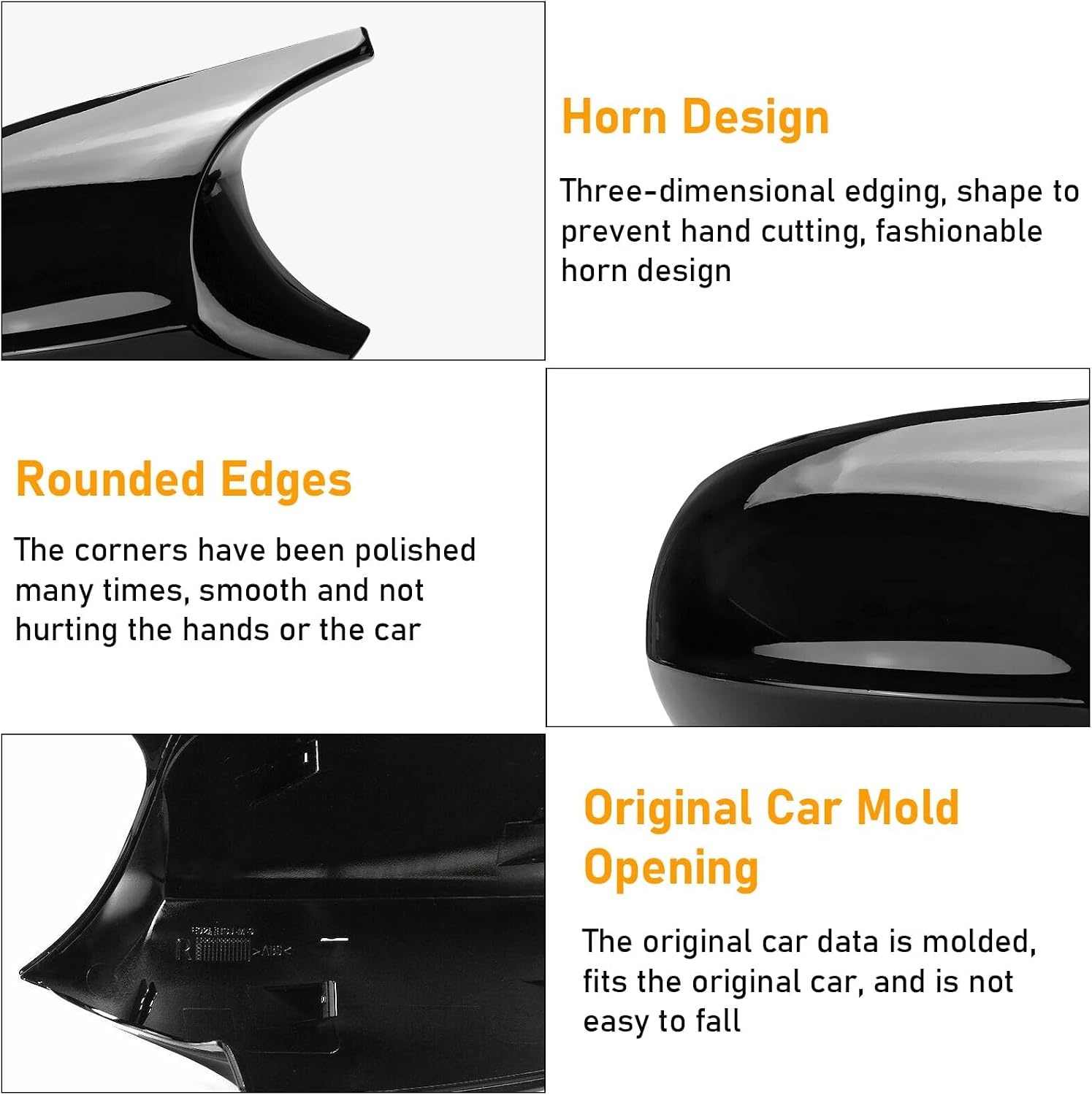 TTCR-II 2 stuks compatibel met achteruitkijkspiegelafdekking BMW 3-serie E90 E91 E92 E93 LCI zijspiegelbehuizing links en rechts E87 E81 E82 E88 LCI(glanzend zwart)