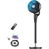 Dreo 80 ft elektrische staande ventilator voor slaapkamer, 25 dB stille pedestal fans met afstandsbediening, 80° oscillatie, 90° handmatig verticaal, 3 snelheden, 34-41 inch verstelbare hoogte, 6 uur
