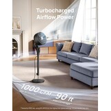 Dreo 80 ft elektrische staande ventilator voor slaapkamer, 25 dB stille pedestal fans met afstandsbediening, 80° oscillatie, 90° handmatig verticaal, 3 snelheden, 34-41 inch verstelbare hoogte, 6 uur