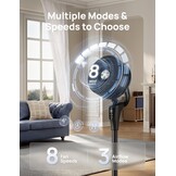 Dreo 80 ft elektrische staande ventilator voor slaapkamer, 25 dB stille pedestal fans met afstandsbediening, 80° oscillatie, 90° handmatig verticaal, 3 snelheden, 34-41 inch verstelbare hoogte, 6 uur
