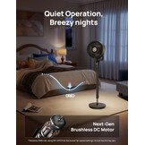 Dreo 80 ft elektrische staande ventilator voor slaapkamer, 25 dB stille pedestal fans met afstandsbediening, 80° oscillatie, 90° handmatig verticaal, 3 snelheden, 34-41 inch verstelbare hoogte, 6 uur